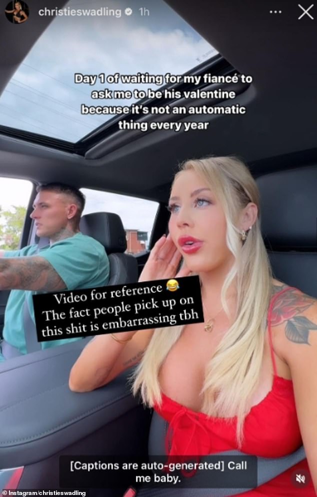 Christie, who underwent a drastic breast augmentation in 2019, shared a video to her Instagram Stories on Monday showing her sitting in a car with her fiancé Joel Price.