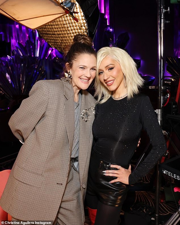 Christina 'Xtina' Aguilera (R) recently welcomed fellow former child star Drew Barrymore (L) to the brand new Voltaire Belle De Nuit at the Venetian Resort and Casino to see her perform her Las Vegas residency