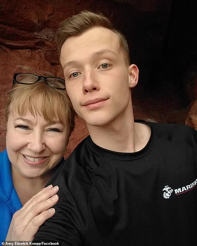 Knopp is pictured with his mother, Amy, in a photo posted online