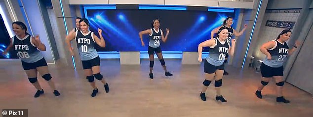 Members of the New York City Police Department dance team appeared on a local television station Thursday