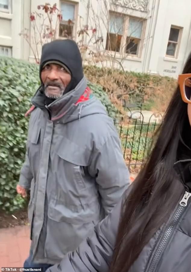 Alonzo Douglas Hebron (left) has a long criminal record and has been in and out of prison for years.  He went viral after a young woman (right) bought him a cup of tea on the street