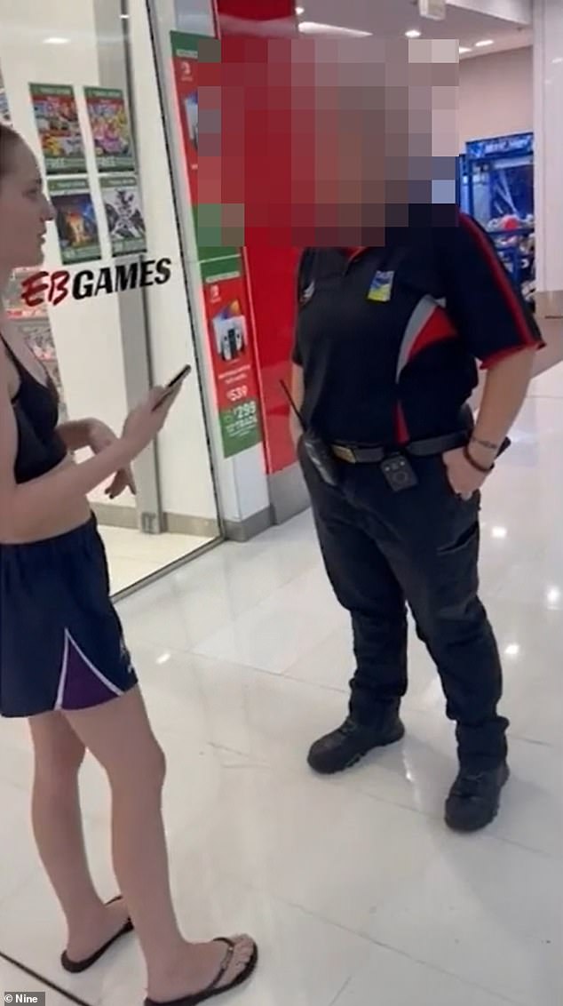 Madison Green (pictured left) was confronted by a security guard (pictured right) in a shopping center about her outfit