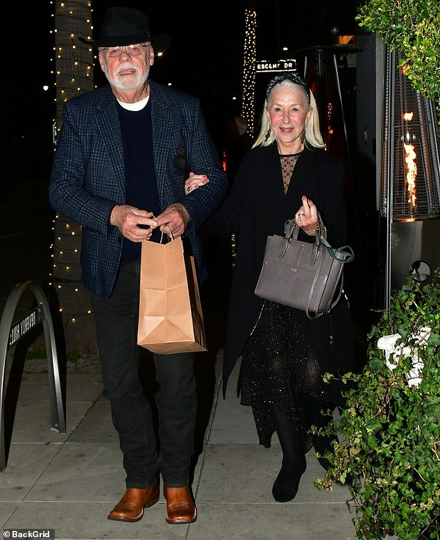 Dame Helen Mirren enjoyed a romantic pre-Valentine's Day date night with her director husband, Taylor Hackford, in Beverly Hills on Tuesday