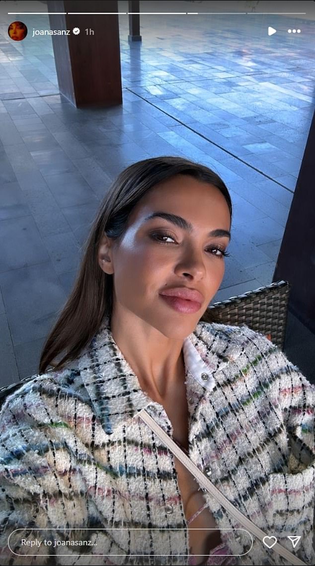 Dani Alves' ex-wife Joana Sanz shared a selfie on social media moments after the ex-Barcelona full-back was sentenced to four years and six months in prison