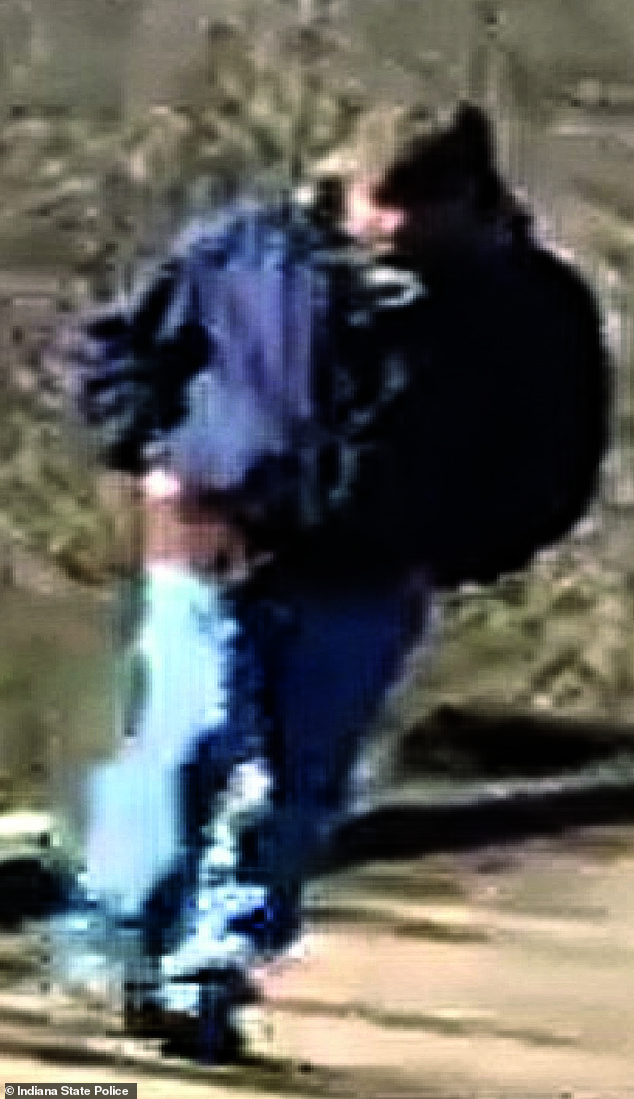 The final video taken on Libby's cell phone showed a man in a blue Carhartt jacket and jeans approaching the two teens