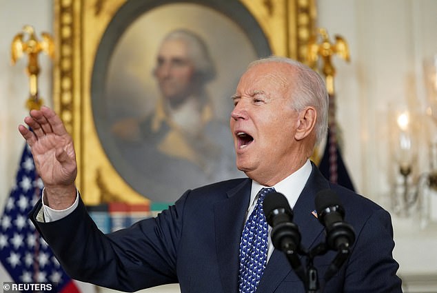 US President Joe Biden reacts angrily as he answers questions about a Justice Department report on his handling of classified documents