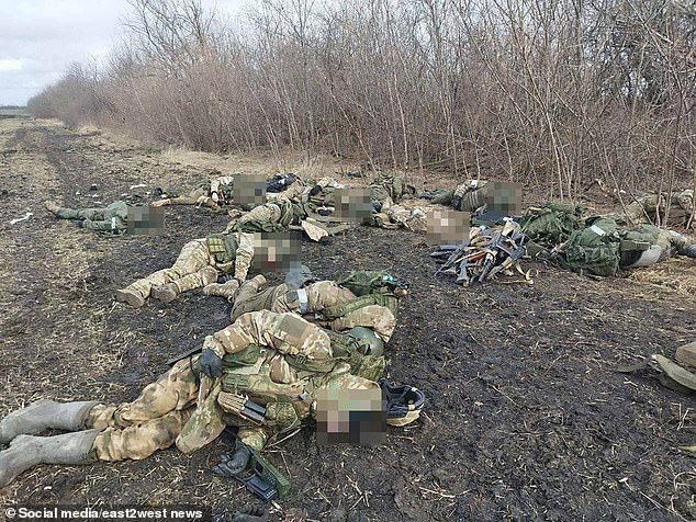 At yesterday's defeat, troops and officers were lined up awaiting inspection by commander Major General Oleg Moiseev.  Footage of the aftermath of Wednesday's strike was captured by shocked survivors