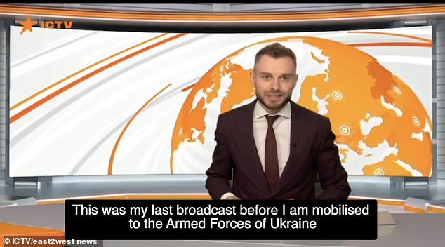 Dramatic moment Ukrainian TV presenter ends his news bulletin by