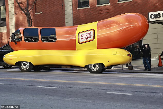 Oscar Mayer's famous wheels were parked outside the CBS studios in the Big Apple