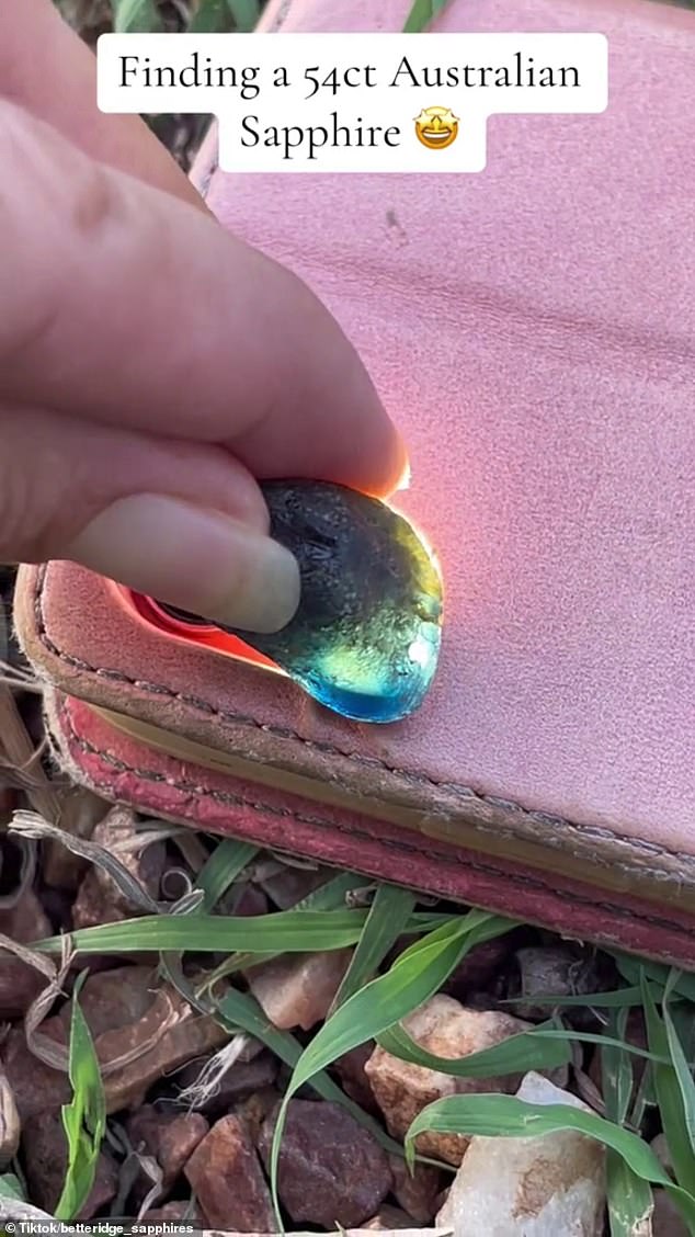 Amber Betteridge found the precious gemstone (pictured) on her property in Rubyvale in Queensland