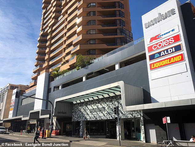 Concerned shoppers alerted Eastgate Bondi Junction (pictured) to the brazen act