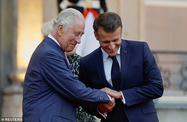 Emmanuel Macron and a 'concerned' Joe Biden last night extended well wishes to Britain's King Charles following news of his shock cancer diagnosis.  Macron (seen with Charles in Paris last year) is said to have a warm relationship with the British monarch