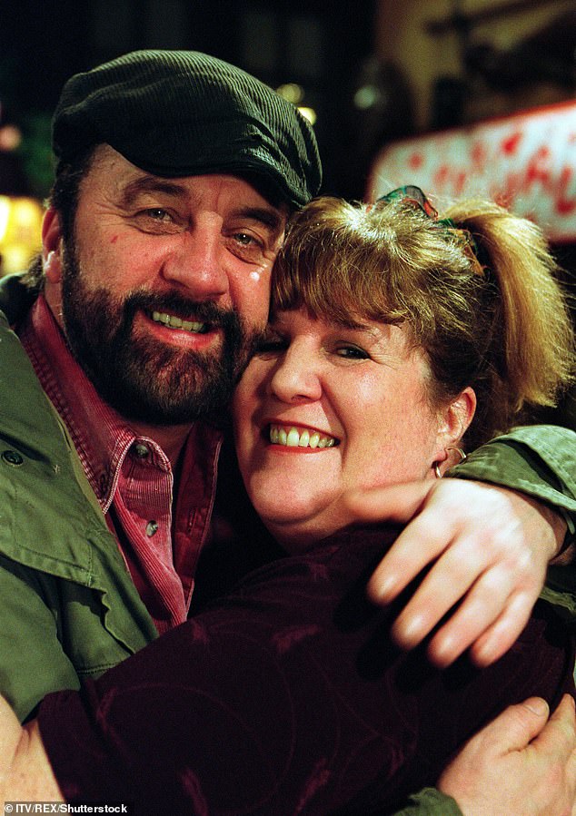 Lisa Dingle, played by actress Jane Cox, will make a surprise return on Thursday night despite being murdered five years ago (pictured with Zak Dingle, played by Steve Halliwell)