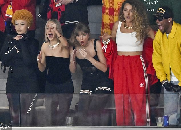 Taylor Swift seemed to be having a blast in the suite as she watched the game with Blake Lively last night.  Fans have since warned Taylor about Travis' behavior on the field