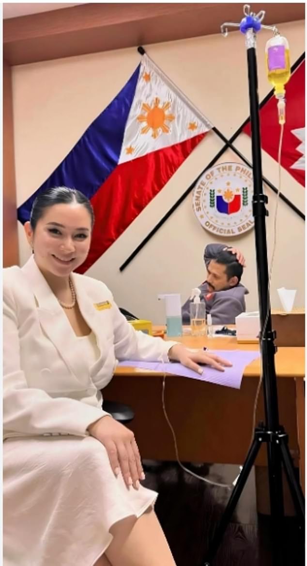 Totally Plugged In - Mariel Padilla films herself taking skin bleach in the Senate office