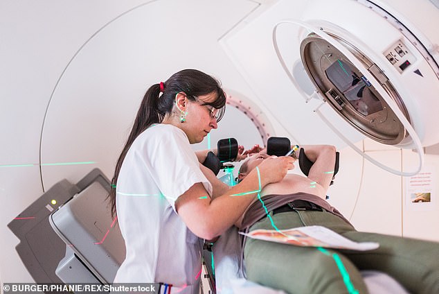 Radiation therapy usually involves shooting high-energy x-rays into the body to destroy tumors.  The treatment is very effective, but additional damage may occur to healthy surrounding tissue, causing scarring, both on the skin and internally.