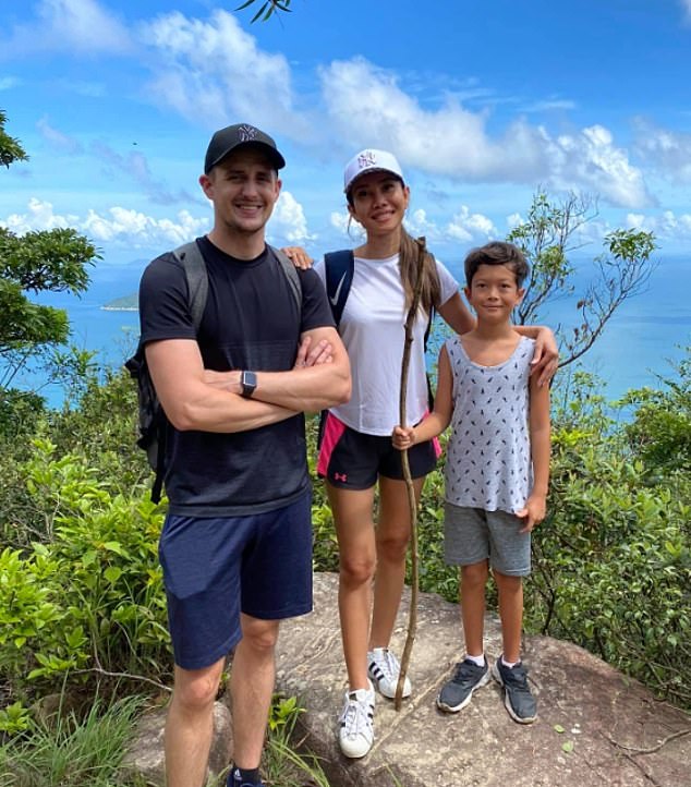 Mr Mehrtens is pictured with his wife Maria and six-year-old son Jacob in a family photo posted on social media