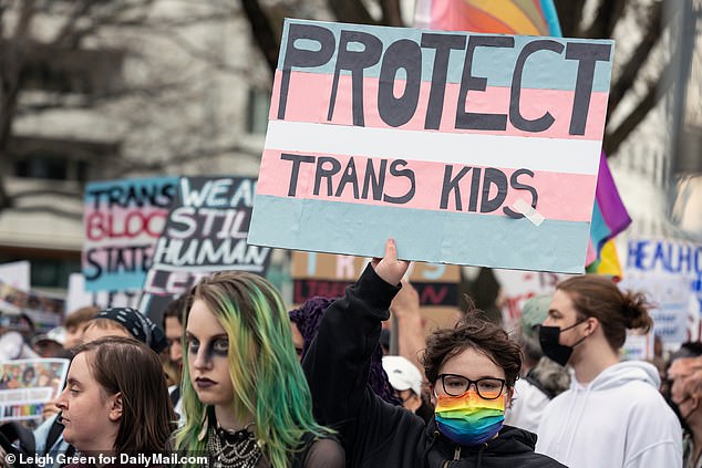 Activists calling for respect for trans children protest in Washington DC.  But young people who spoke to The New York Times expressed concern about the ease with which they received life-changing treatment