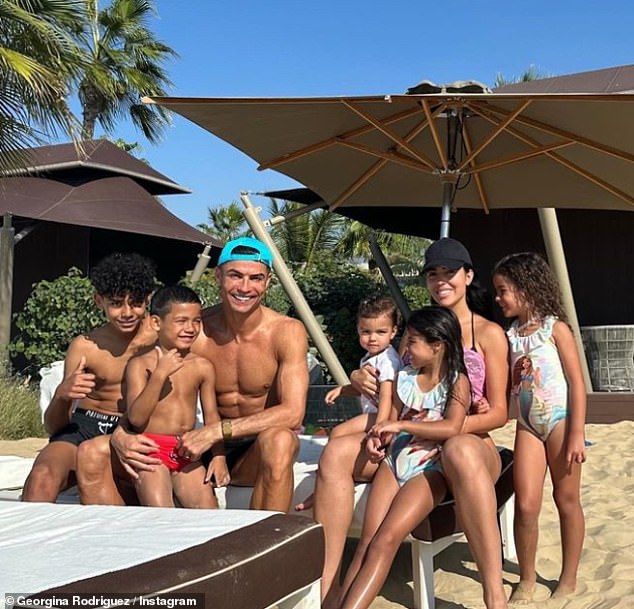 Although Cristiano and Georgina never tied the knot, the couple are parents to Alana, five, and Bella, 18 months.  Georgina is also stepmother to Ronaldo's three children Cristiano Jr, 13, and twins Mateo and Eva, six