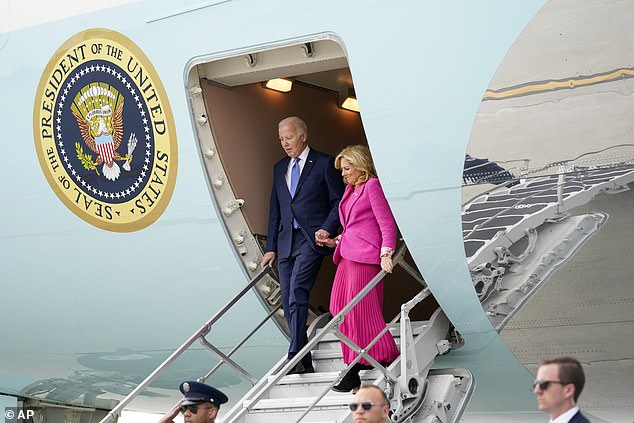 Joe and Jill Biden arrived in Los Angeles on Saturday