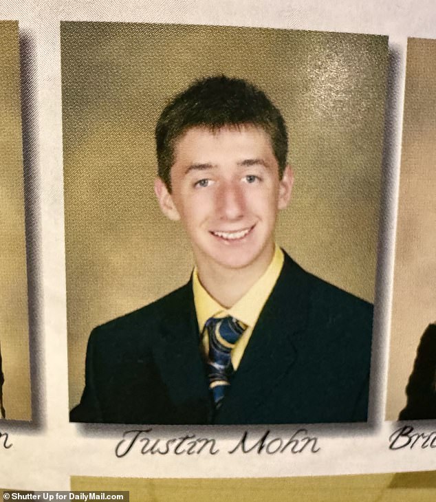 Yearbook images from Carl Sandburg Middle School and Neshaminy High School show Mohn grinning before taking psychedelic drugs in college