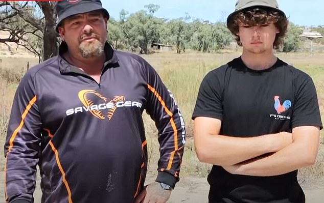 Fisherman Simon Jenke (pictured left) ran to a gas station to get a fire extinguisher when he saw a man trapped in a burning car