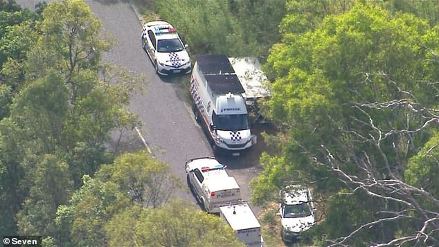 Police were called to a property near Beaudesert in south-central Queensland on Thursday morning.  Depicted is the scene