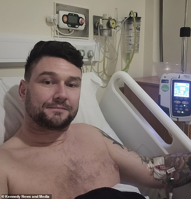 Andy Hammond, 36, pictured in hospital, admitted the incident 