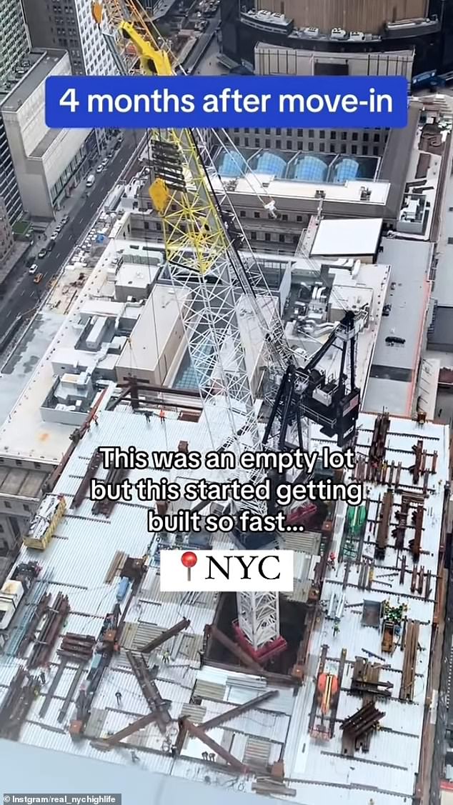 A new skyscraper was being built in the Hudson Yards area and the first shot showed a crane in the center of the future building that would cover the skyline