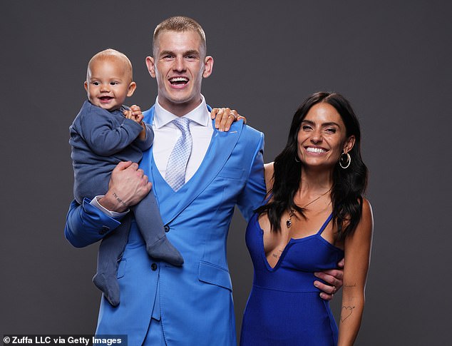 Ian Machado Garry, pictured with his wife Layla and their son, hit back at his abusers