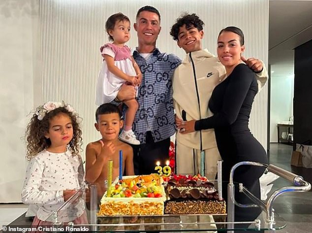 Cristiano Ronaldo turned 39 last week and marked the occasion with a family photo with partner Georgina Rodriguez, four of his five children and some lavish birthday cakes