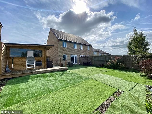 Jack Bannister was spotted online after demolishing his home's previous owner's 'beautiful' garden and replacing it with artificial grass (pictured)