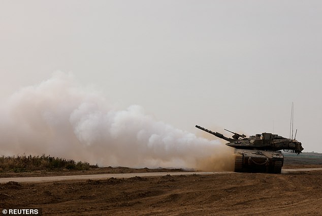 An Israeli tank returns from the southern Gaza Strip, southern Israel, February 26, 2024