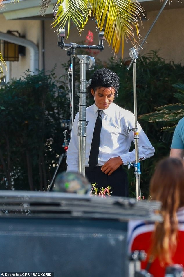 Jafaar Jackson was spotted on the set of his new Michael Jackson biopic, simply titled Michael, alongside his on-screen mother, Nia Long