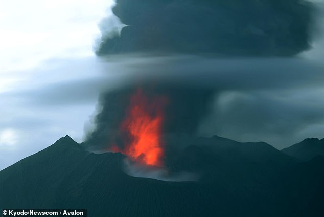 Sakurajima, a stratovolcano in the south of the country, began spewing lava on Wednesday evening