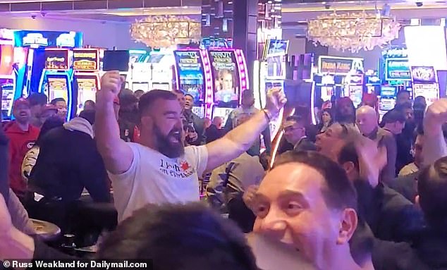 Jason Kelce appeared to hit the jackpot in Las Vegas after heading to the casino with his wife Kylie