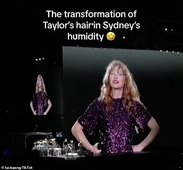 As the night went on, Swift's hair became more and more wavy and Taylor was then seen with a wild and frizzy mane, presumably due to the muggy weather.