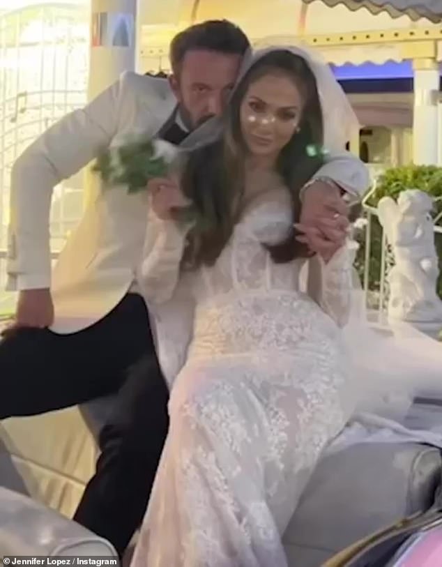 Jennifer Lopez didn't wear a movie dress to her wedding to Ben Affleck.  The 54-year-old singer and actress married her longtime love in Las Vegas in July 2022