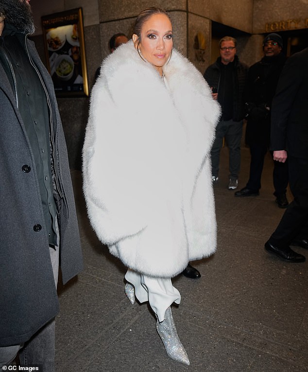 Jennifer Lopez greeted her fans on Saturday night as she stepped out in New York City