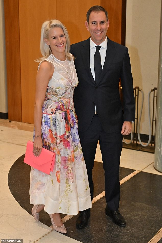 Treasurer Jim Chalmers (pictured with his wife Laura) said Labor broke its election promise with the phase three tax cuts to help more Australians than would have benefited under the previous plan