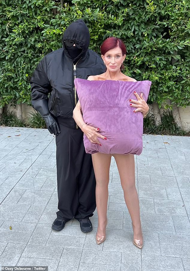 Kanye West, 46, took a dig at Sharon and Ozzy Osbourne's Halloween costumes on Friday after the couple recreated his wife Bianca Censori's topless pillow look