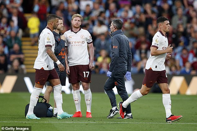 De Bruyne suffered a hamstring injury in the first match of the season against Burnley in August