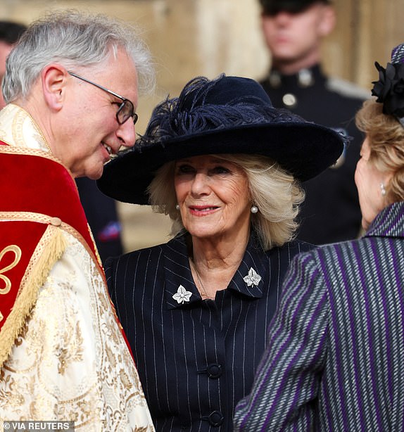 Britain's Queen Camilla attends the Thanksgiving service for King Constantine of the Hellenes at St George's Chapel on February 27, 2024 in Windsor, England.  Chris Jackson/Pool via REUTERS