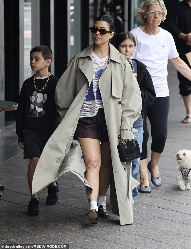 Kourtney Kardashian enjoyed lunch at popular Sydney eatery Fred's on Friday with her two children Penelope and Reign