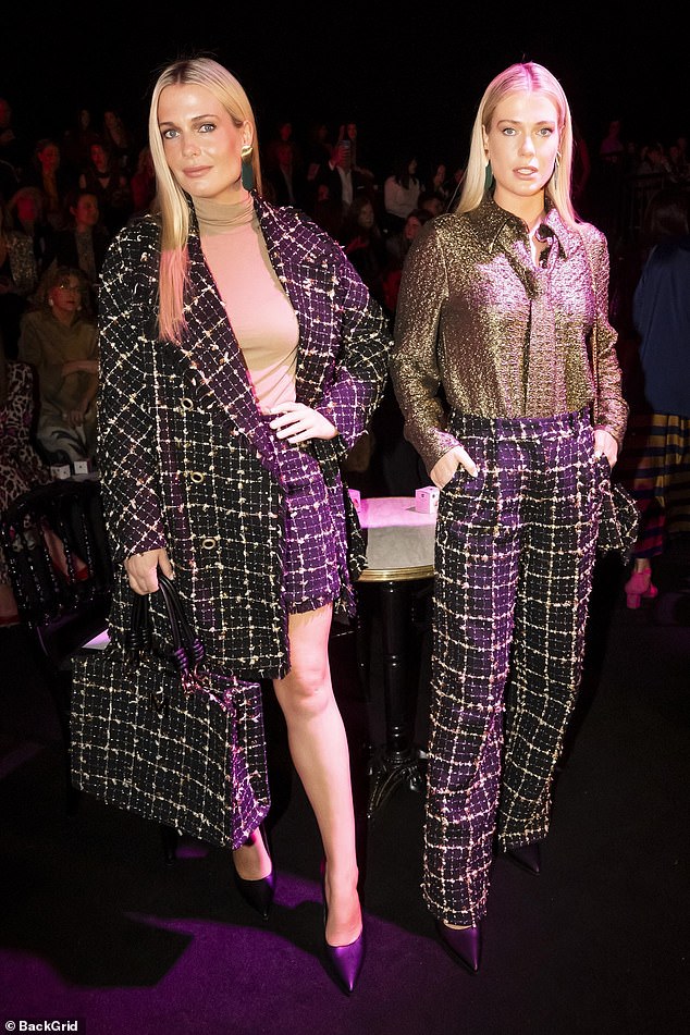 Black and gold: Lady Amelia Spencer and Lady Eliza Spencer opted for a coordinated look at the Casademunt by Maite fashion show at IFEMA Madrid this weekend