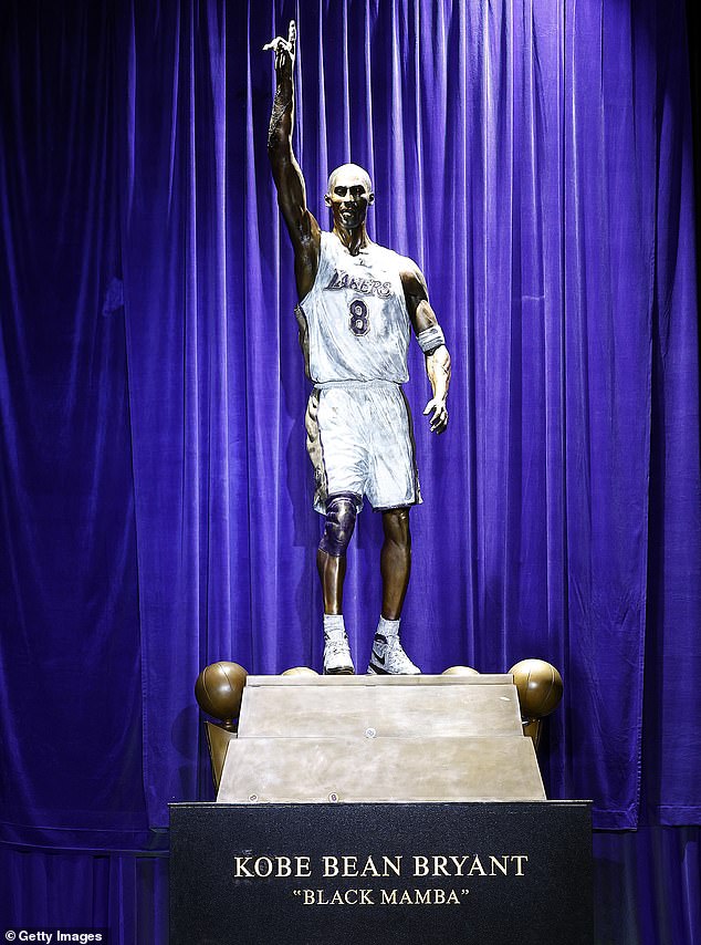 The Los Angeles Lakers unveiled a statue of Kobe Bryant in honor of their late star on Thursday