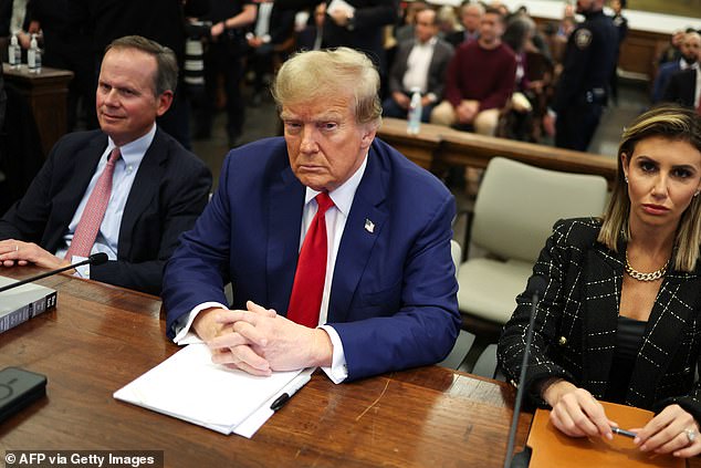 Trump in court during his civil fraud trial in New York.  The former president was ordered to pay nearly $355 million and banned from doing business in the state for three years after being found liable for fraud.  On Friday, his legal team filed an appeal to overturn the decision