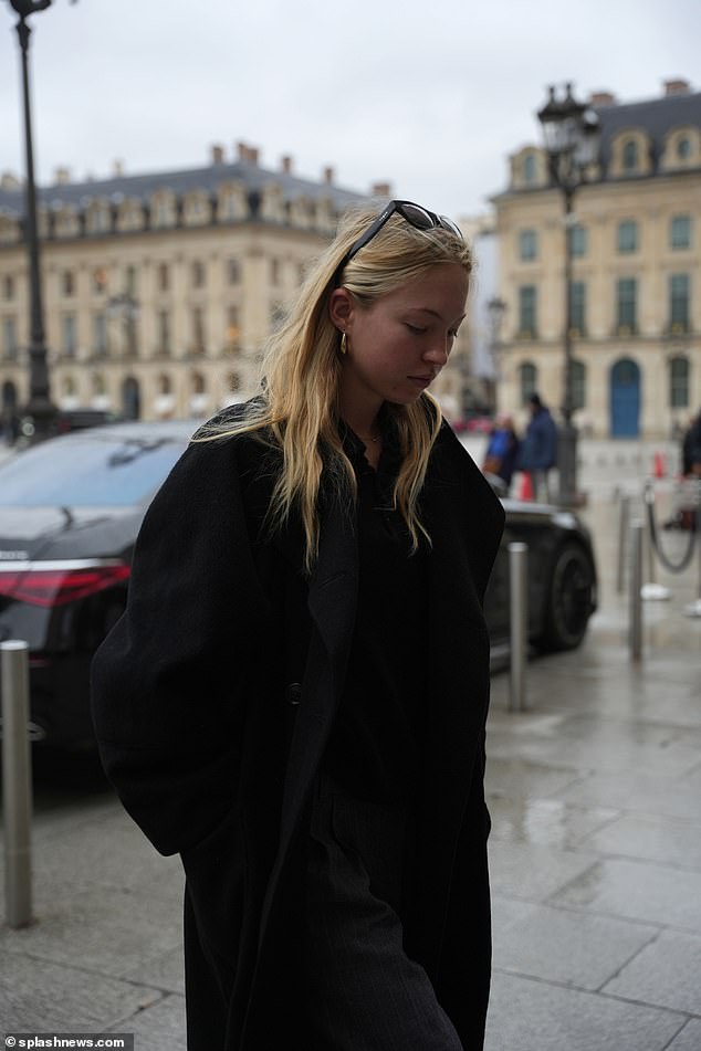 Lila Moss looked effortlessly stylish as she stepped out during Paris Fashion Week on Monday