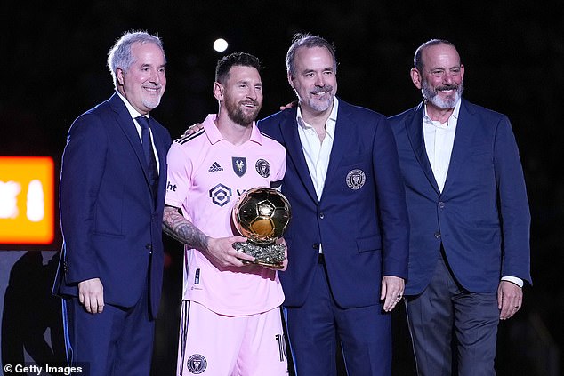 Messi posed with the Ballon d'Or trophy - his eighth - before a friendly in Miami in November