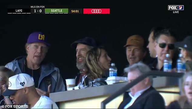 Will Ferrell chatted with Brendan Hunt and Jason Sudeikis during LAFC's 2024 MLS season opener